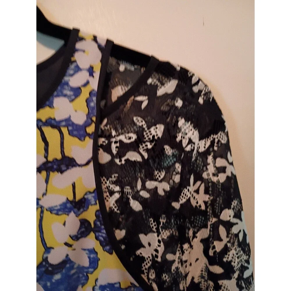 Peter Pilotto for Target Floral Mini Dress Lace Long Sleeve with Belt